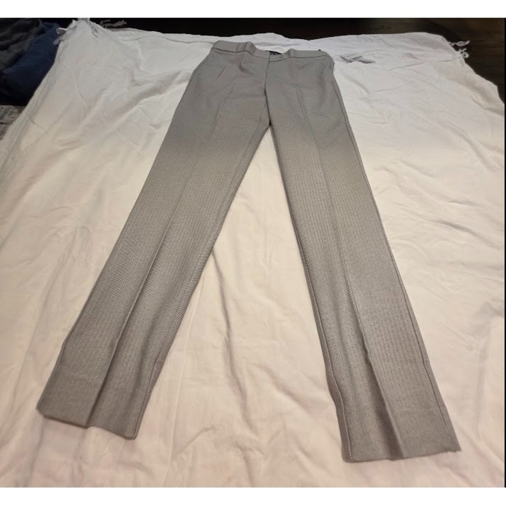 Amanda + Chelsea Alex Pant Grey Herringbone Ankle Dress Pants Modern Fit Size 2
